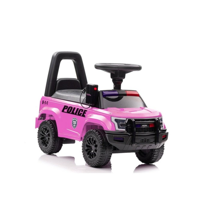 Masinuta premergator de politie, cu megafon si efecte luminoase, roz