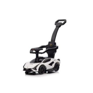 Masinuta premergator cu maner parental Lamborghini, alb