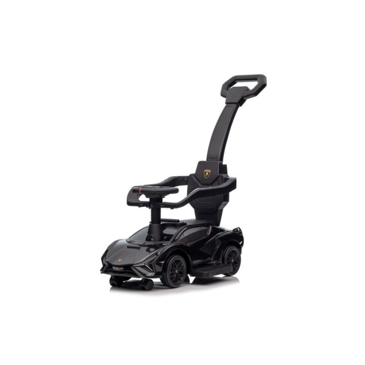 Masinuta premergator cu maner parental Lamborghini, negru