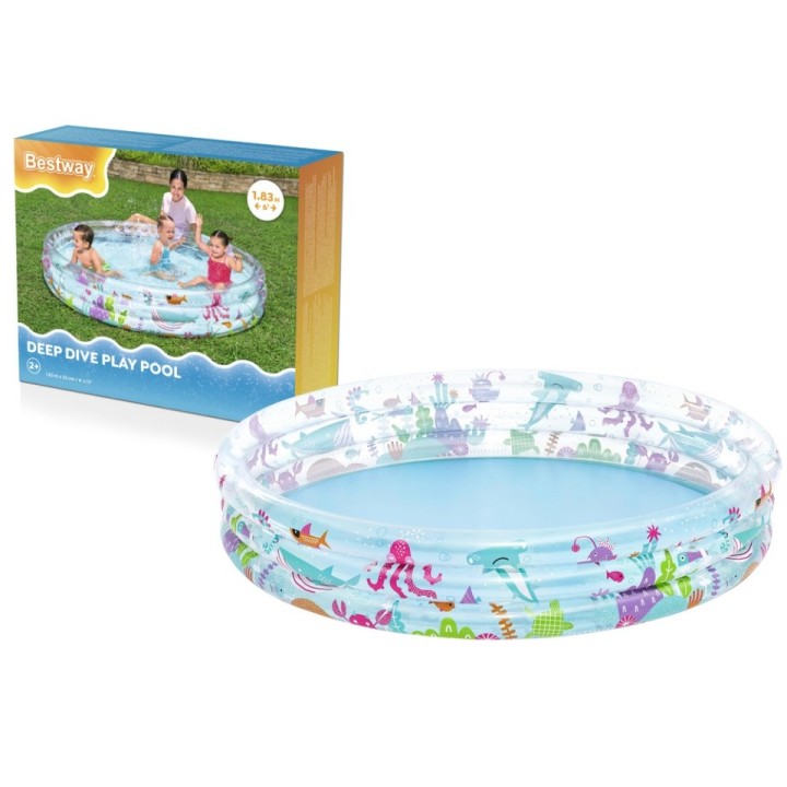 Piscina gonflabila pentru copii Bestway cu 3 inele 183 x 33 cm