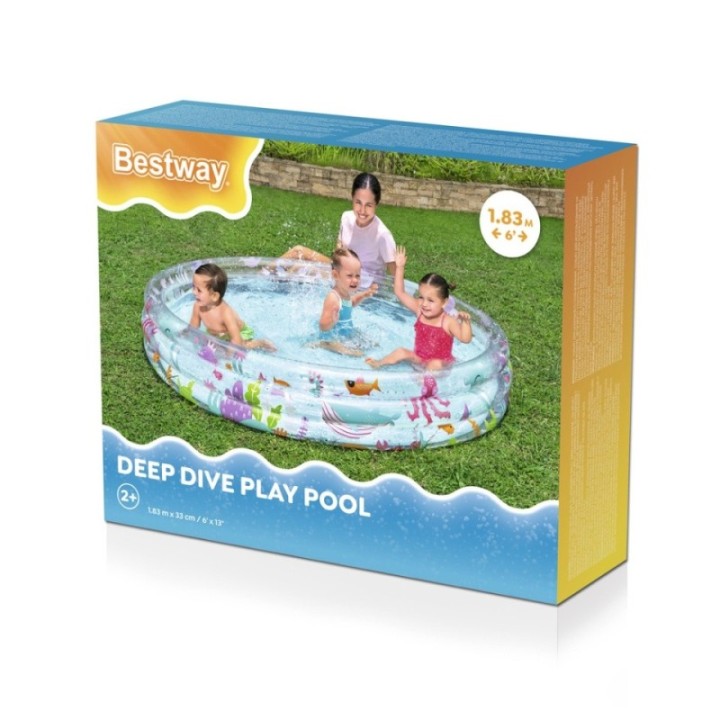 Piscina gonflabila pentru copii Bestway cu 3 inele 183 x 33 cm