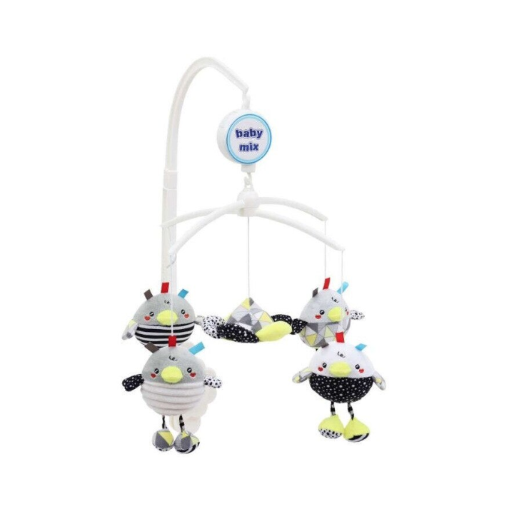 Carusel muzical Baby Mix, pentru bebelusi, cu plusuri pui de gaina