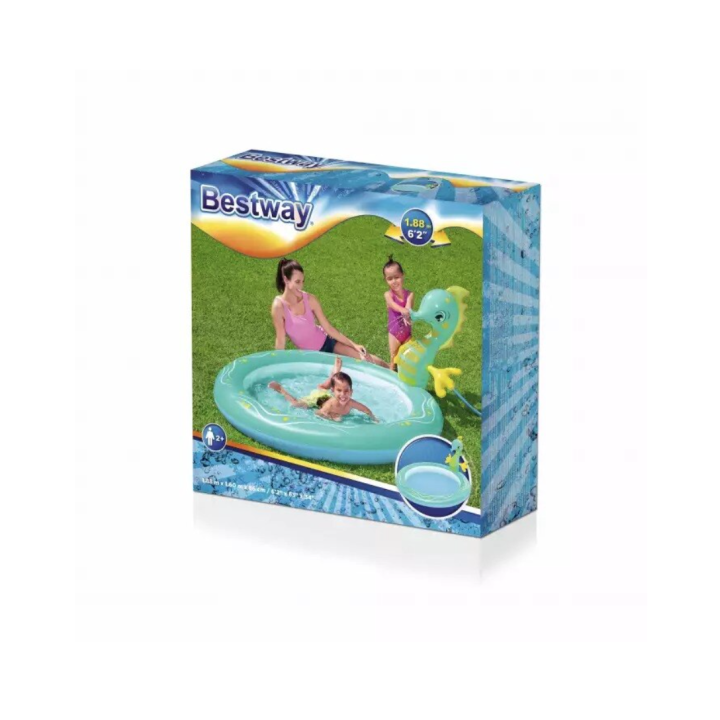 Piscina gonflabila Bestway, Seahorse Sprinkler Pool, 1.88m x 1.60m x 86cm