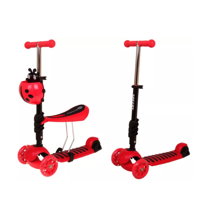 Trotineta cu sezut pentru copii 3 in 1 Rosu