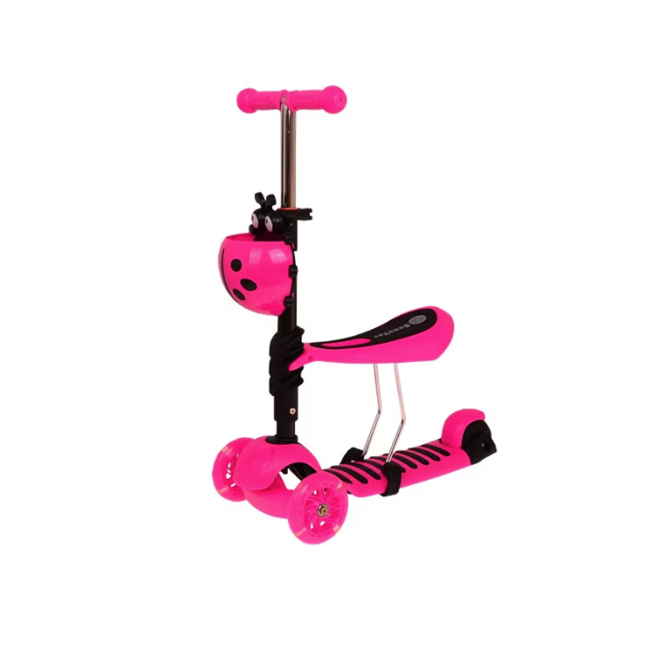 Trotineta cu sezut pentru copii 5 in 1, cu maner parental, roz