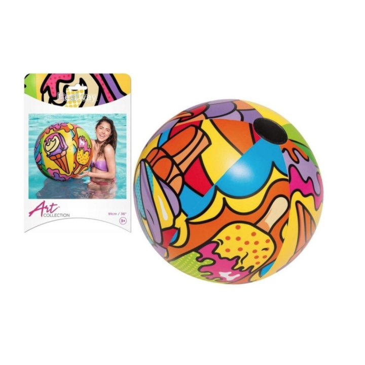 Minge gonflabila de plaja si piscina, multicolora, 91 cm, Bestway MCT, 31044