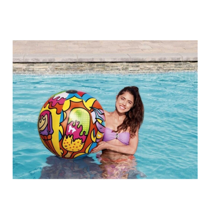 Minge gonflabila de plaja si piscina, multicolora, 91 cm, Bestway MCT, 31044