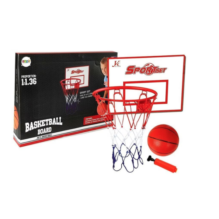 Set cos de baschet pentru copii cu minge si pompa de umflat