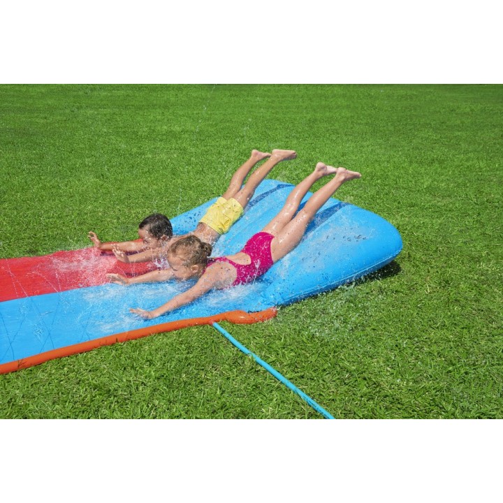 Tobogan cu apa dublu Bestway pentru sol 4.88m, rosu cu albastru