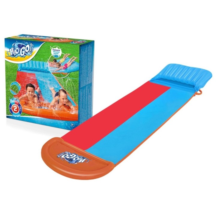 Tobogan cu apa dublu Bestway pentru sol 4.88m, rosu cu albastru