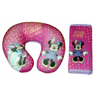 Set perna de gat si protectie centura de siguranta Minnie, roz