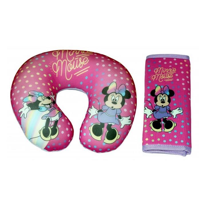 Set perna de gat si protectie centura de siguranta Minnie, roz