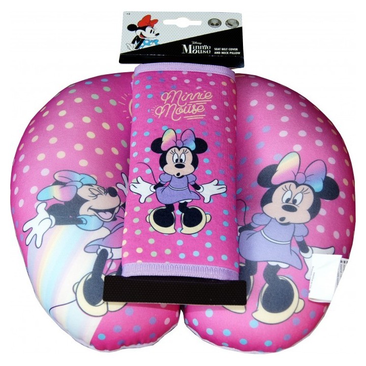 Set perna de gat si protectie centura de siguranta Minnie, roz