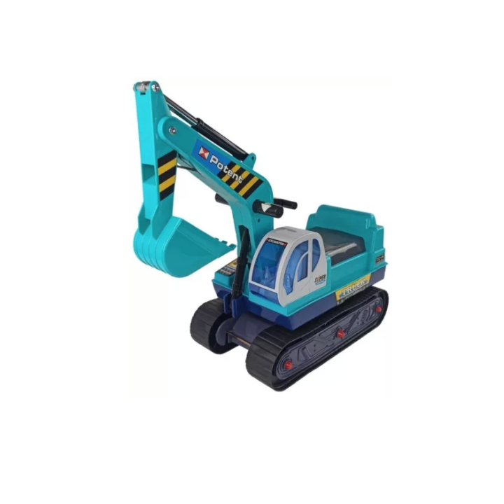 Excavator Premergator pentru copii cu brat mobil si casca, albastru