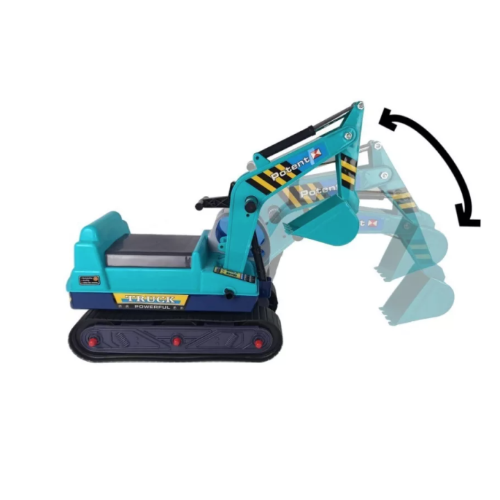 Excavator Premergator pentru copii cu brat mobil si casca, albastru