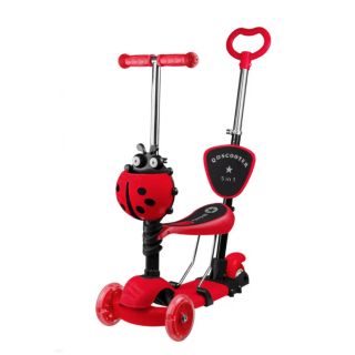 Trotineta cu sezut pentru copii 5 in 1 Malipen cu maner parental, rosu