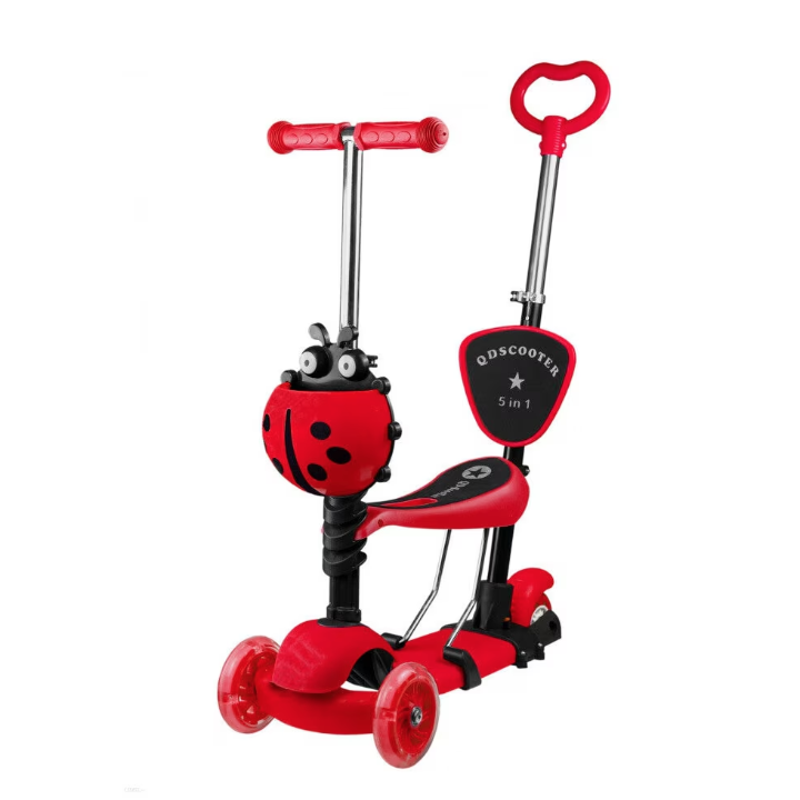 Trotineta cu sezut pentru copii 5 in 1 Malipen cu maner parental, rosu