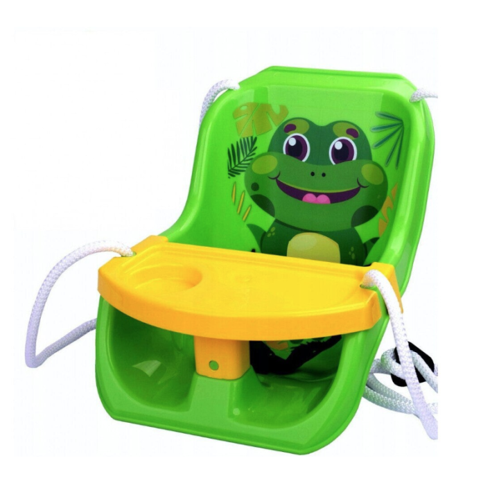 Leagan Mochtoys 2in1 cu masuta pentru copii cu broscuta, verde