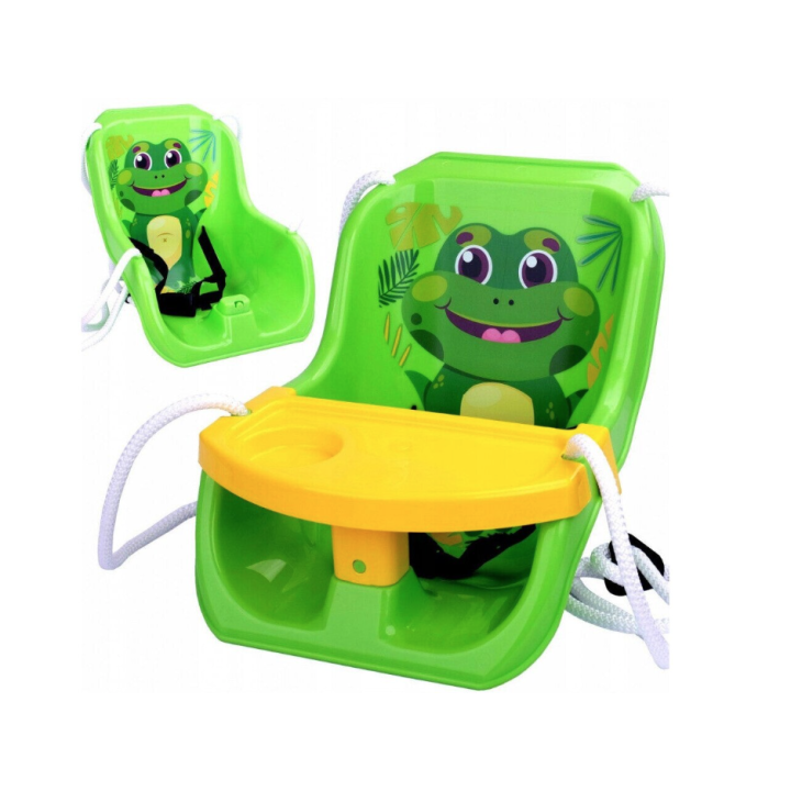 Leagan Mochtoys 2in1 cu masuta pentru copii cu broscuta, verde