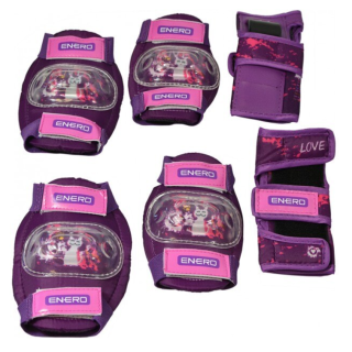Set cotiere, genunchiere si protectii pentru incheieturi Enero Love Kitty, marimea M, mov
