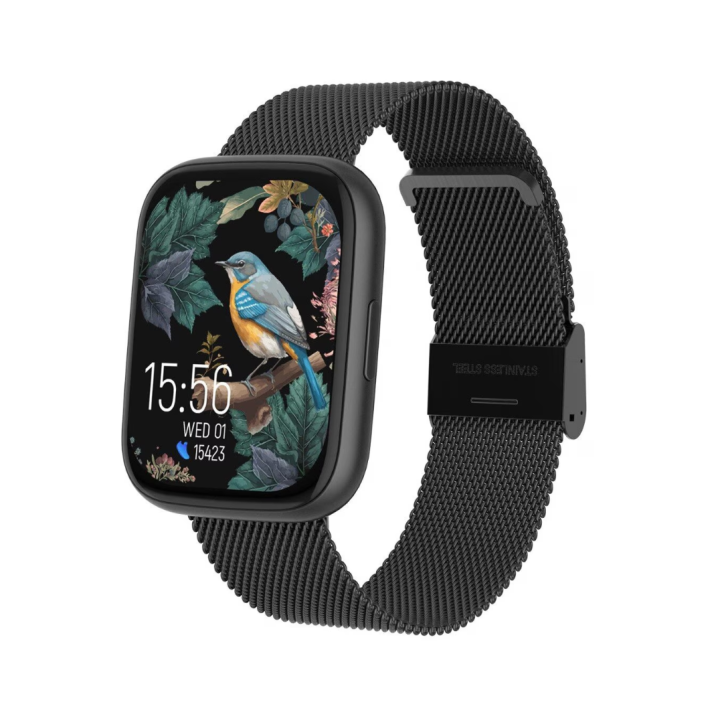 Smartwatch Forever ForeVigo 4, negru, 1.95inch, 9.6mm, 66g, silicon / otel inoxidabil, set 2 curele